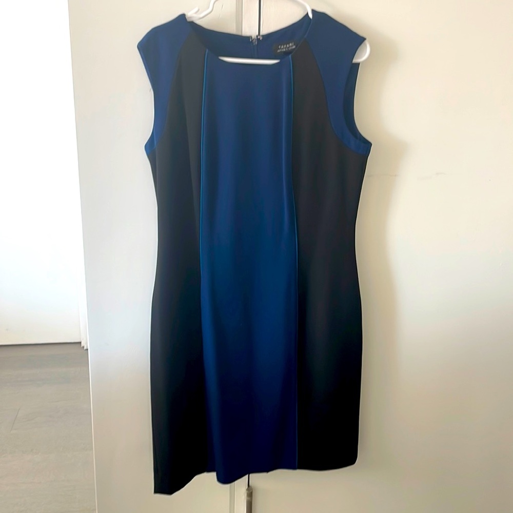Tahari dress - beautiful blue and black color-block dress